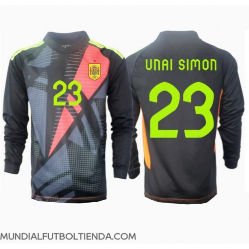Camiseta España Unai Simon #23 Portero Segunda Equipación Replica Eurocopa 2024 mangas largas
